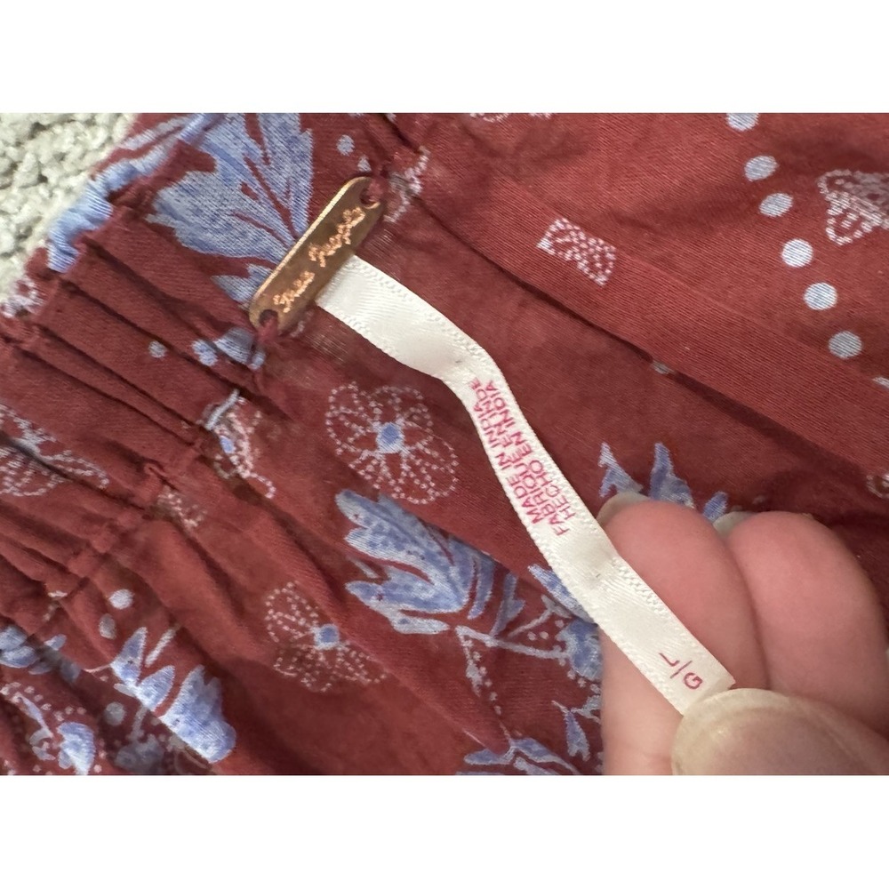 Free People Golden Hour Maxi Dress Lg Dark Wine Red Floral Boho Hippie V-neck - Picture 7 of 9